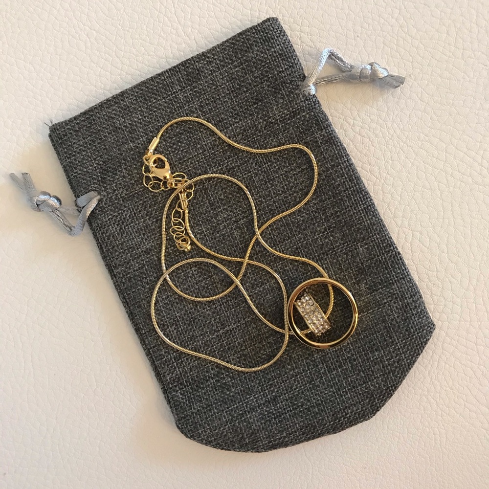 Swarovski Element necklace of 14kt gold overlay.